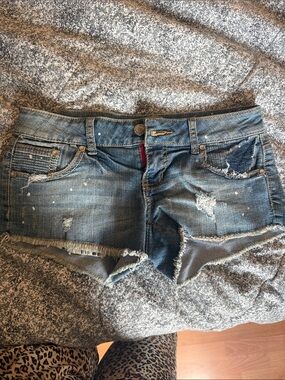 Almost Famous Distressed Blue Denim Jean Shorts